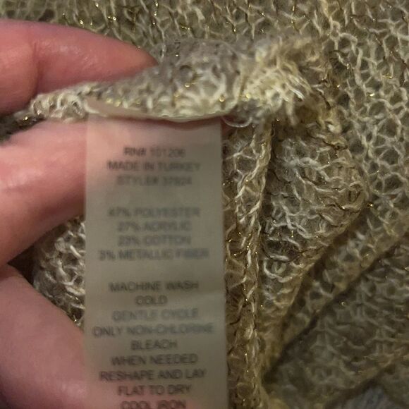 NEW Soft Surroundings Gold Tan Open Weave Open Front Long Cardigan sz Petite XL - Picture 7 of 7